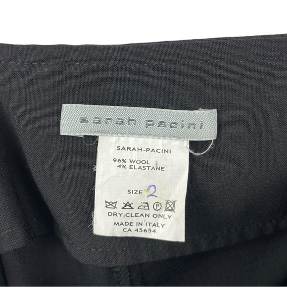 Sarah Pacini Chloe Black Stretch Wool Wide Leg Pants Size 2 (M) - Picture 6 of 6